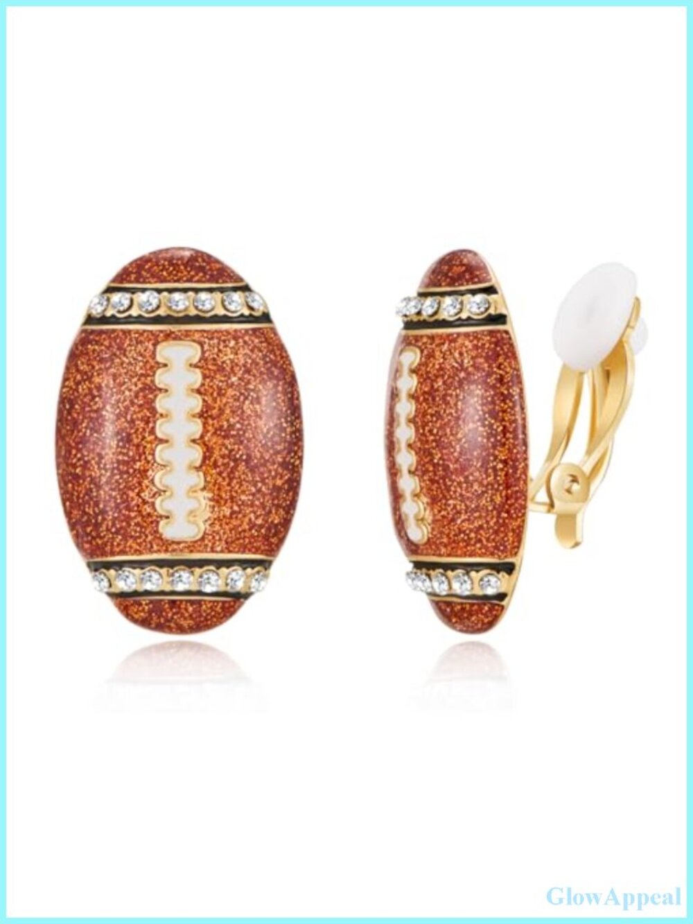 Football Clip On Earrings Sport Jewelry Non Pierced Zirconia Women